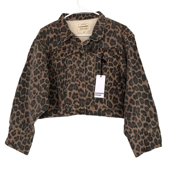 Hammer Denim Jackets & Blazers - NWT Hammer Denim Leopard Print Crop Jean Jacket, size L